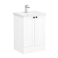 Vitra Root Classic 68750 Lavabo Dolabı, Kapaklı, 60 Cm, Yerden, Mat Beyaz, Köşeli Lavabolu